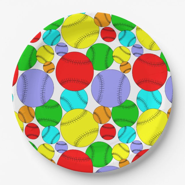 Baseball Pattern  Paper Plate (Front)