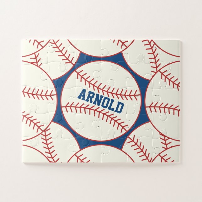 Baseball Pattern - Personalised Jigsaw Puzzle (Horizontal)