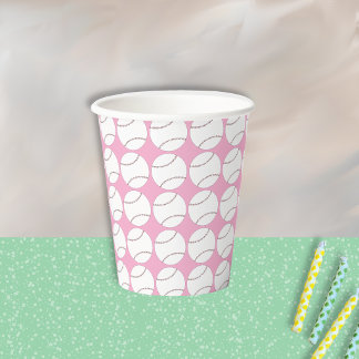 Baseball Pattern Pink Paper Cup