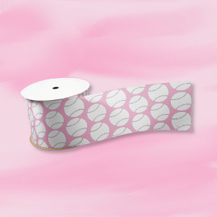 Baseball Pattern Pink Ribbon Satin Ribbon