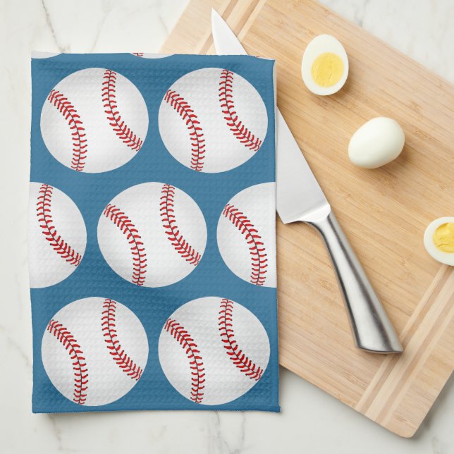 Baseball Pattern Tea Towel (Quarter Fold)