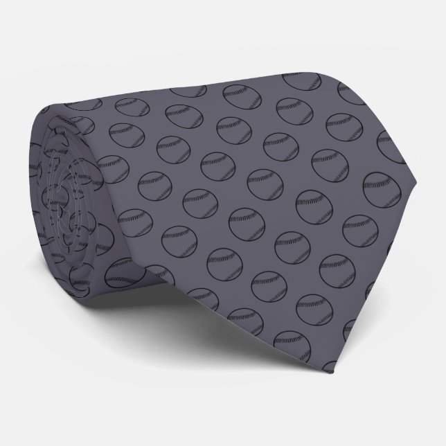 Baseball Pattern Tie (Rolled)