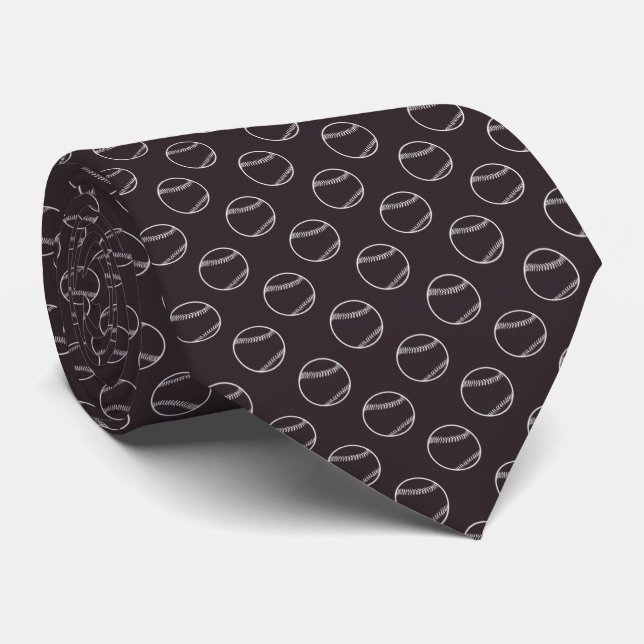 Baseball Pattern Ties. Tie (Rolled)