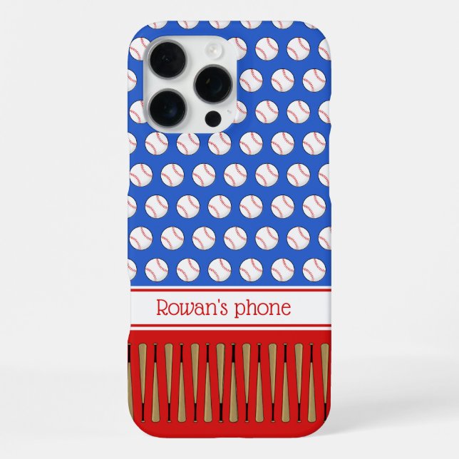 Baseball patterned custom name iPhone case (Back)