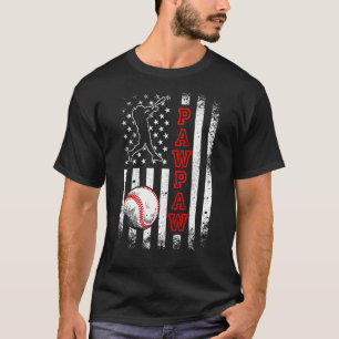 Baseball Pawpaw American Flag Vintage Baseball T-Shirt