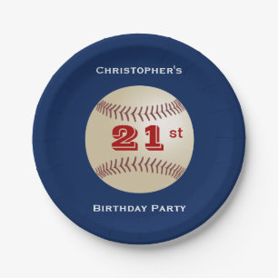Baseball Personalised 21st Birthday Party Paper Plate
