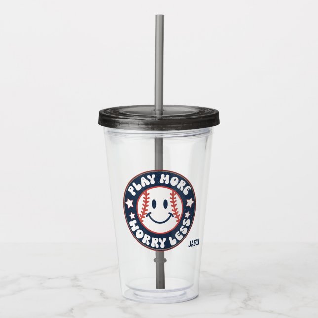 Baseball Personalised Acrylic Tumbler (Front)