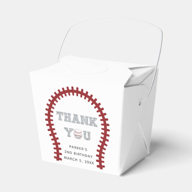 Baseball Personalised Birthday Thank you Favour Box (Front Side)
