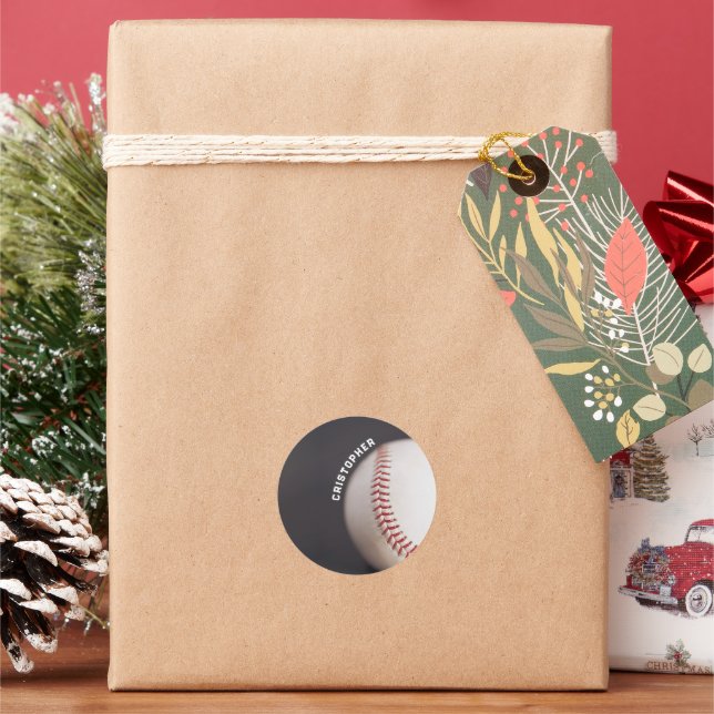 Baseball Personalised Classic Round Sticker (Holiday)