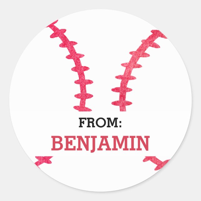 Baseball Personalised From Sports Themed Party Classic Round Sticker (Front)