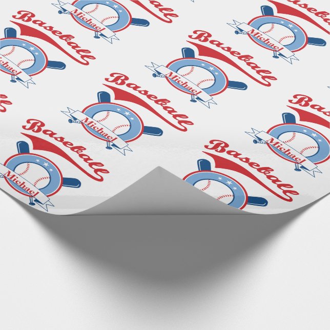 Baseball Personalised Gift Wrapping Paper (Corner)