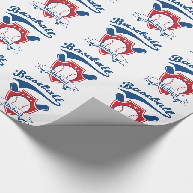 Baseball Personalised Gift Wrapping Paper (Corner)