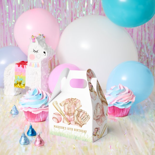 Baseball Personalised Girl Birthday Favour Box (Party)
