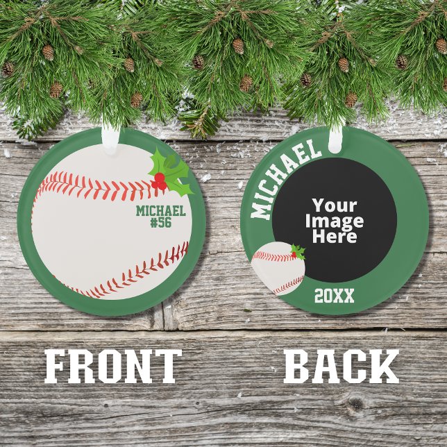 Baseball Personalised Photo Christmas Ornament (A cute ornament for the baseball player in your life insert your own picture to personalized it.)