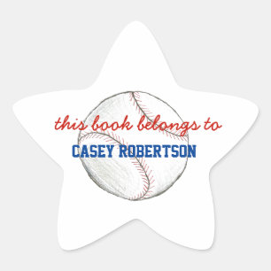 Baseball personalized bookplates for kids - star sticker
