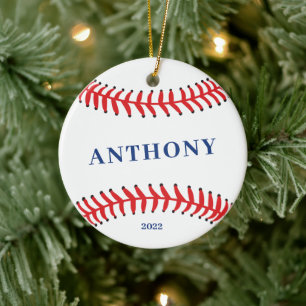 Baseball Personalized Christmas Ceramic Tree Decoration