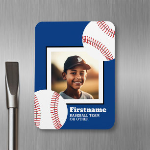 Baseball Photo Add Your Name - Can Edit blue Magnet