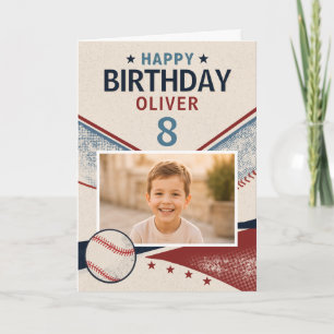 Baseball Photo Birthday Boy Name and Age Card