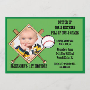Baseball PHOTO Birthday Invitation