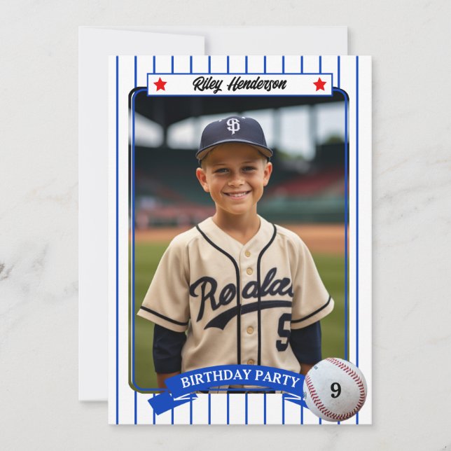 Baseball Photo Birthday Party Invitation (Front)
