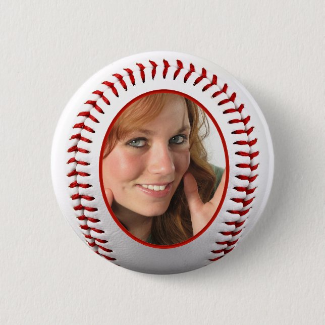Baseball Photo Frame Template 6 Cm Round Badge (Front)