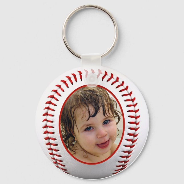 Baseball Photo Frame Template Key Ring (Front)