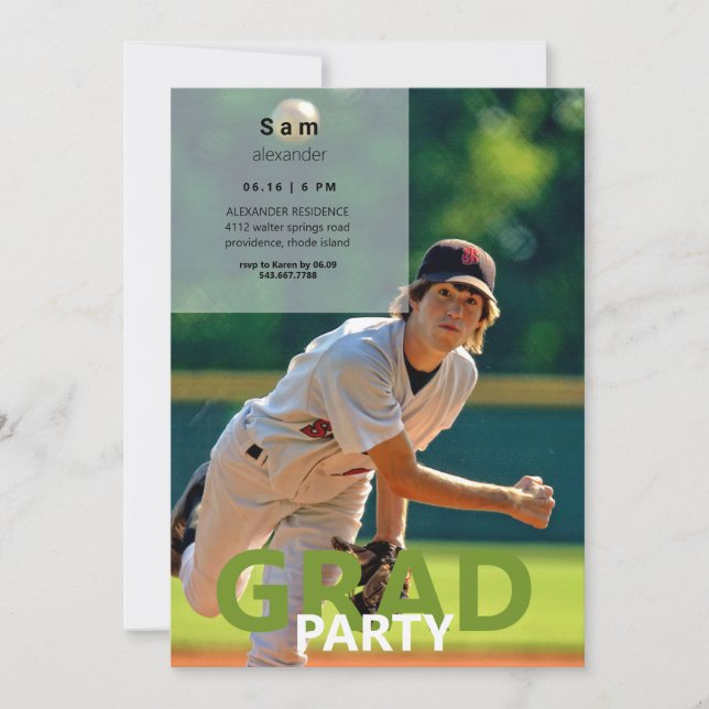 Baseball Photo Graduation Party II Invitation (Front)