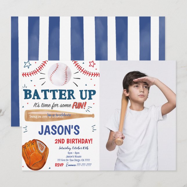 Baseball Photo Invitation  (Front/Back)