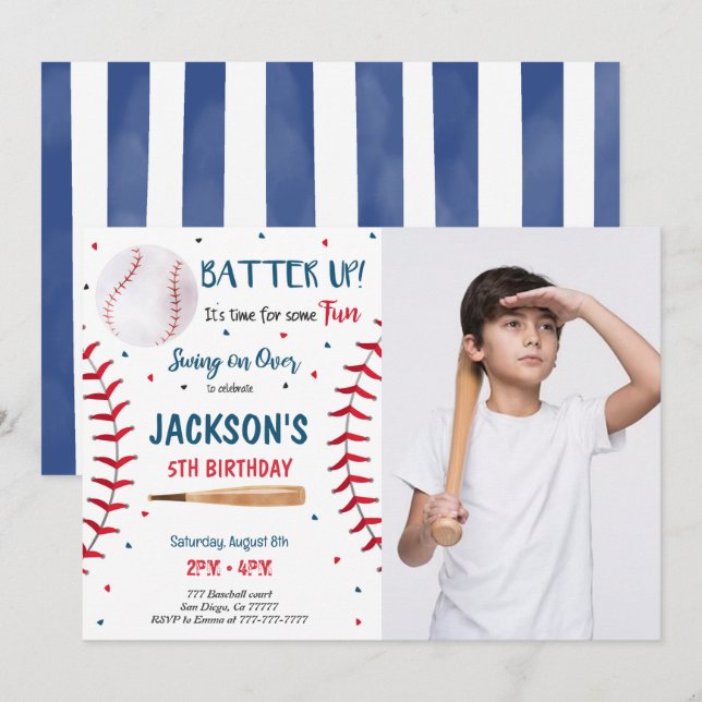 Baseball Photo Invitation (Front/Back)