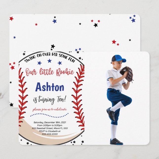 Baseball Photo Invitation (Front/Back)