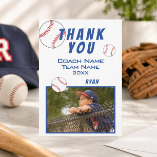 Baseball Photo Player Team Coach Thank You Card
