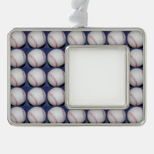 Baseball Photo Silver Plated Framed Ornament (Front)