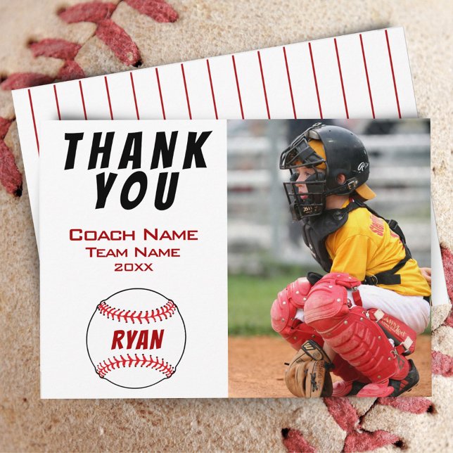 Baseball Photo Thank you Coach Baseball Card (Creator Uploaded)