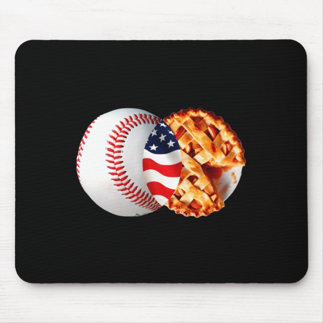 Baseball Pie American Flag July Illustration Mouse Mat (Front)