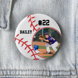 Baseball Pin Name Jersey Number Photo Button