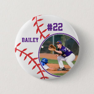 Baseball Pin Name Jersey Number Purple Photo