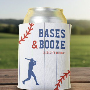 Baseball Pinstripe Sports Birthday Party Can Cooler