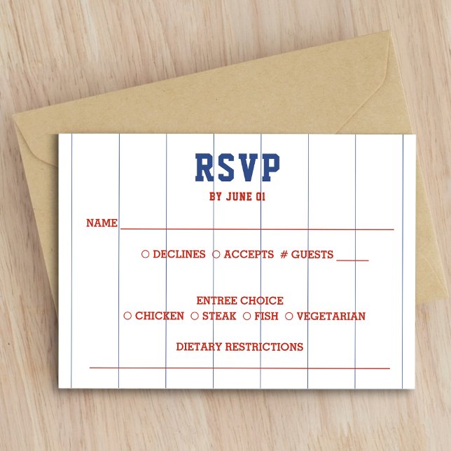 Baseball Pinstripe Wedding RSVP (Baseball Pinstripe Wedding RSVP)