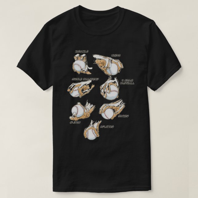 Baseball Pitch Grips Poster T-Shirt (Design Front)