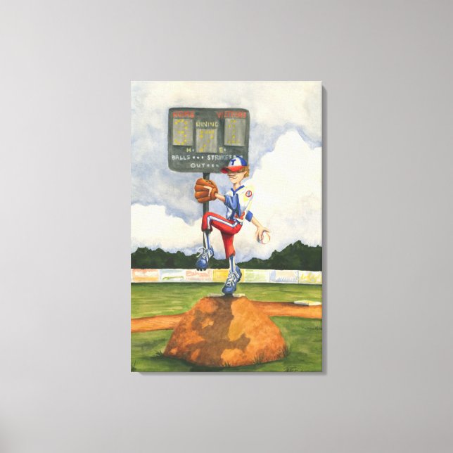 Baseball Pitcher on Mound by Jay Throckmorton Canvas Print (Front)
