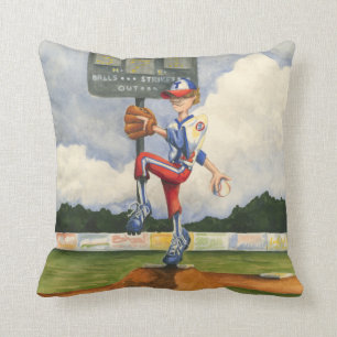 Baseball Pitcher on Mound by Jay Throckmorton Cushion
