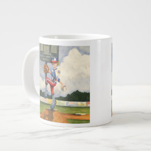 Baseball Pitcher on Mound by Jay Throckmorton Large Coffee Mug