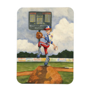 Baseball Pitcher on Mound by Jay Throckmorton Magnet