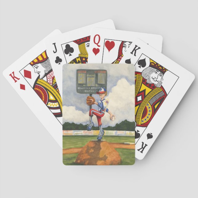 Baseball Pitcher on Mound by Jay Throckmorton Playing Cards (Back)