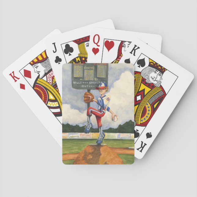 Baseball Pitcher on Mound by Jay Throckmorton Playing Cards (Back)