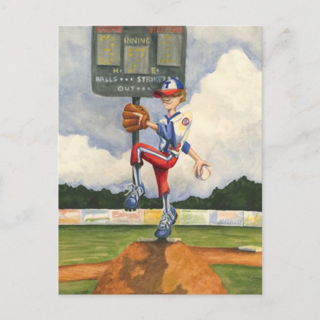 Baseball Pitcher on Mound by Jay Throckmorton Postcard (Front)