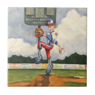 Baseball Pitcher on Mound by Jay Throckmorton Tile