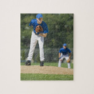 Baseball pitcher preparing to pitch ball jigsaw puzzle