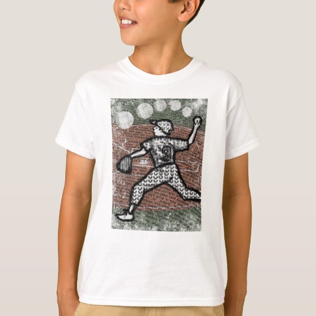 Baseball Pitcher T-Shirt Little League Boy (Front)