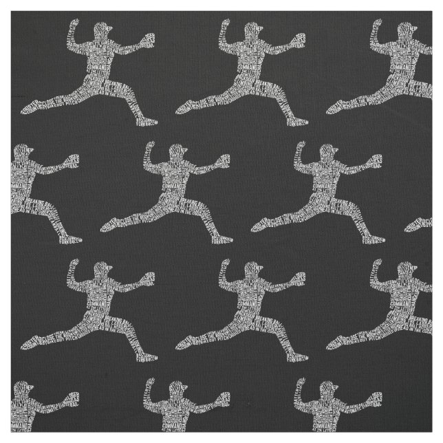 Baseball Pitcher Word Art Typography Fabric (Swatch)